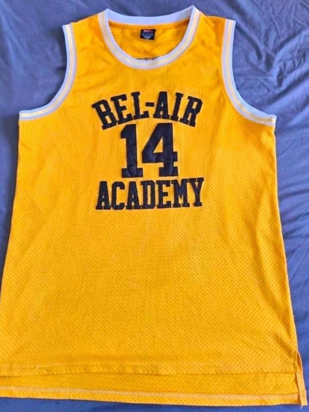 Nike Yellow Bel-Air Academy 14 Basketball Tank Top with White Trim